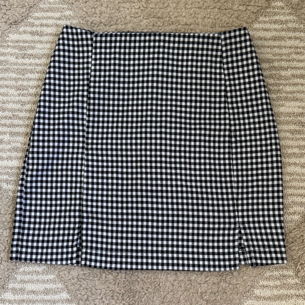 Black & White Gingham Mini Skirt